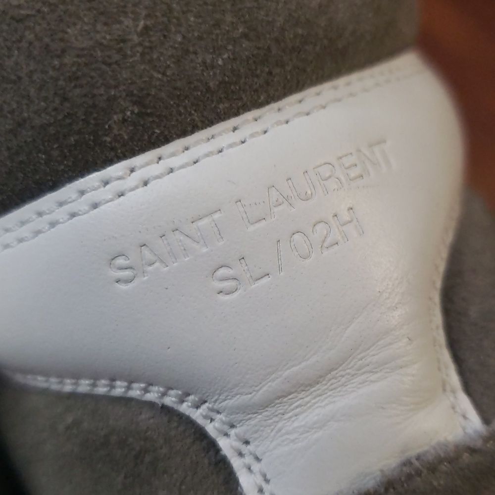 Saint Laurent Gray Suede Hightop Sneakers Size 37 Edgy Streetwear Chic Feminine - Picture 6 of 8